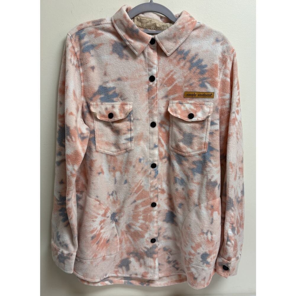 Simply‎ Southern Women’s Shacket Size S Tie Dye Fleece Button Down Shirt Jacket